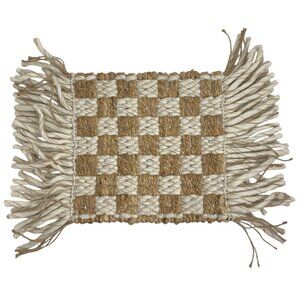 Chess Weave Jute Wool Rug SAMPLE Placemat Handmade In India NWT By West Elm